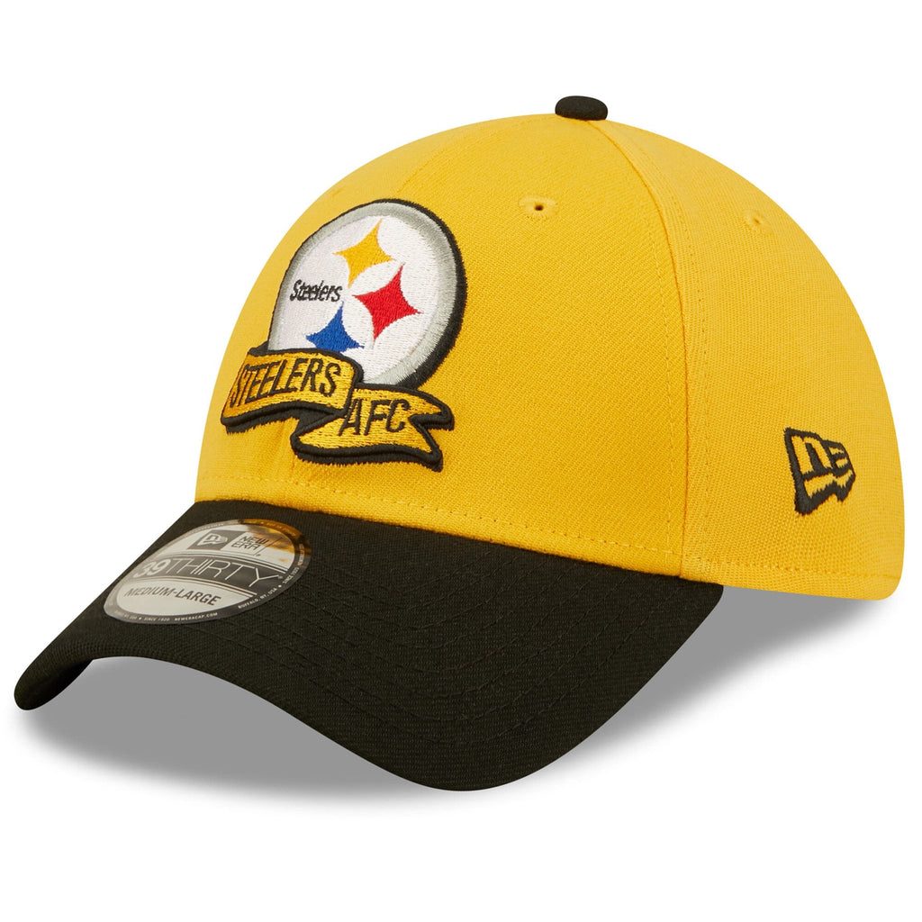 Pittsburgh Steelers New Era Gold SEC 2022 Sideline 39THIRTY Flex Hat for Men product image 3, provided for visual reference