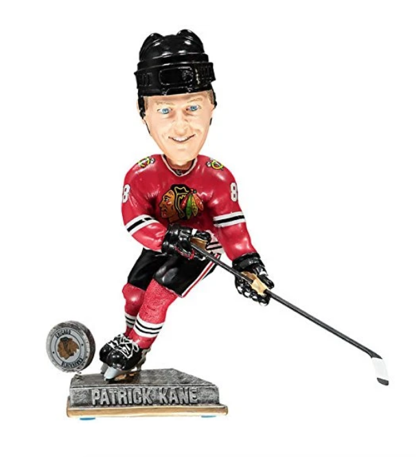 Chicago Blackhawks Patrick Kane #88 Springy Logo Action Road Bobblehead product image 1, provided for visual reference and