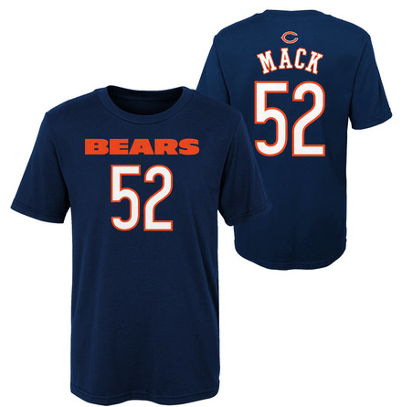 Child Chicago Bears Khalil Mack Navy Mainliner Name & Number T-Shirt product image 1, provided for visual reference and