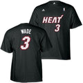 Mens NBA Miami Heat Dwyane Wade Black Name & Number T-Shirt product image 1, provided for visual reference and product