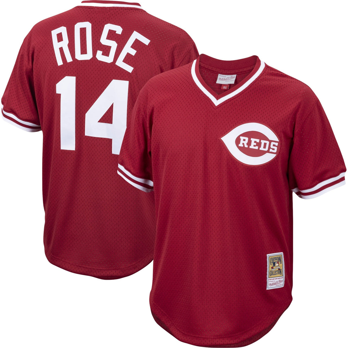 Pete Rose Cincinnati Reds Mitchell & Ness Cooperstown Collection Authentic Mesh Batting Practice Jersey - Red for Men