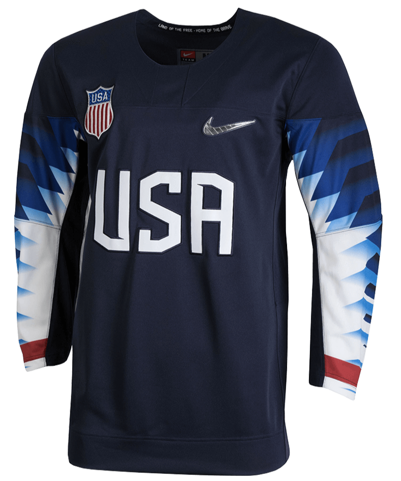 Youth USA Hockey® Nike Olympic Navy Replica Jersey product image 1, provided for visual reference and product detail review