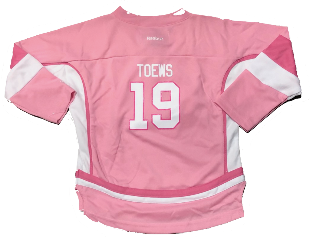 Toddler Chicago Blackhawks Jonathan Toews PINK Replica Player Jersey product image 1, provided for visual reference and