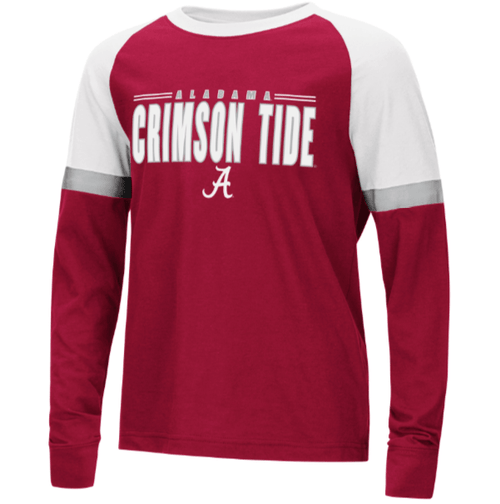 Alabama Crimson Tide Colosseum Youth Ollie Long Sleeve Raglan T-Shirt product image 1, provided for visual reference and
