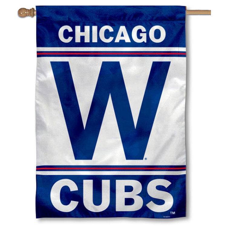Chicago Cubs 2-Sided "W" Vertical 28X40 House Flag product image 1, provided for visual reference and product detail review