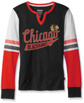 Chicago Blackhawks CCM Black Henley Long Sleeve T-Shirt for Women product image 1, provided for visual reference and product