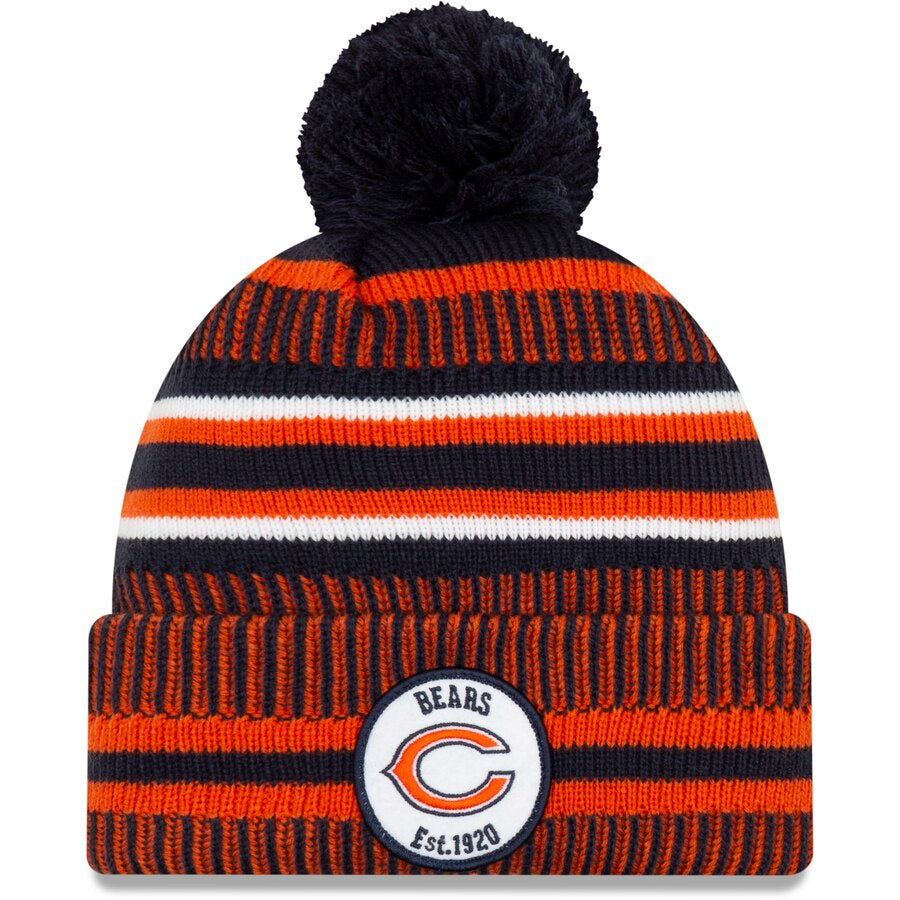 Chicago Bears New Era 2019 NFL Sideline Home Official Logo Sport Knit Hat - Navy/Orange product image 1, provided for visual