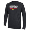 Reebok Chicago Blackhawks Black Heather Locker Room Ultimate Synthetic Long Sleeve Performance Shirt product image 1,