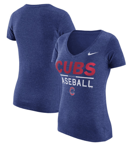 Chicago Cubs Nike Heathered Royal Practice 1.7 Tri-Blend V-Neck T-Shirt for Women product image 1, provided for visual