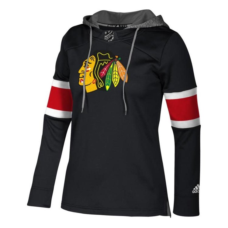 Women’s Adidas Chicago Blackhawks Black Jersey Crewdie Hoodie product image 1, provided for visual reference and product