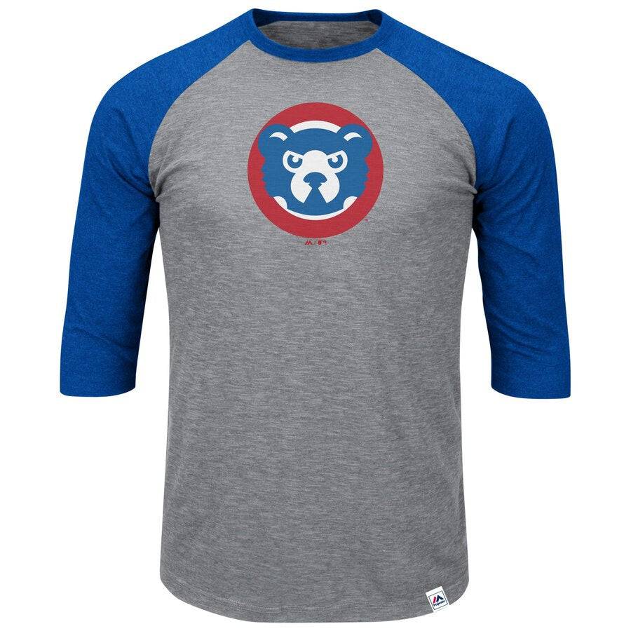 Chicago Cubs Gray/Royal Two to One Margin 3/4-Sleeve Raglan T-Shirt for Men product image 1, provided for visual reference