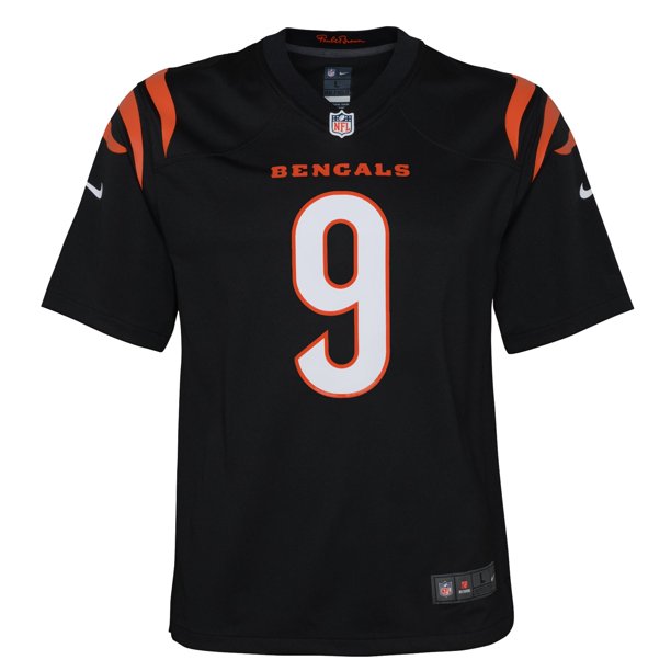 Youth Cincinnati Bengals Joe Burrow Nike Black Game Jersey product image 2, provided for visual reference and product detail