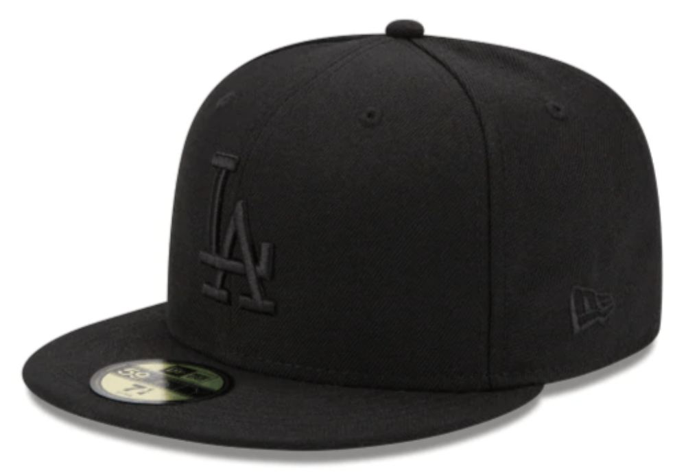 Los Angeles Dodgers Tonal Black On Black 59Fifty Fitted Hat product image 1, provided for visual reference and product