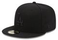 Los Angeles Dodgers Tonal Black On Black 59Fifty Fitted Hat product image 1, provided for visual reference and product