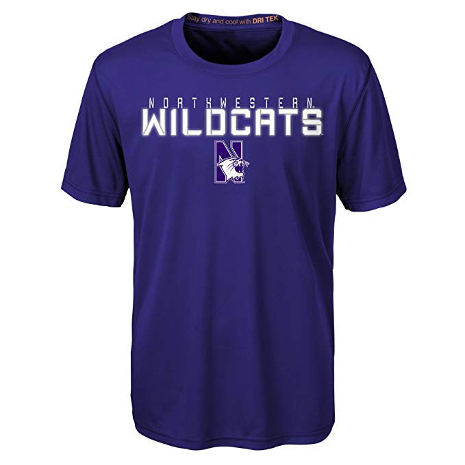 Youth Northwestern Wildcats Purple Dri-Tek Performance T-Shirt product image 1, provided for visual reference and product
