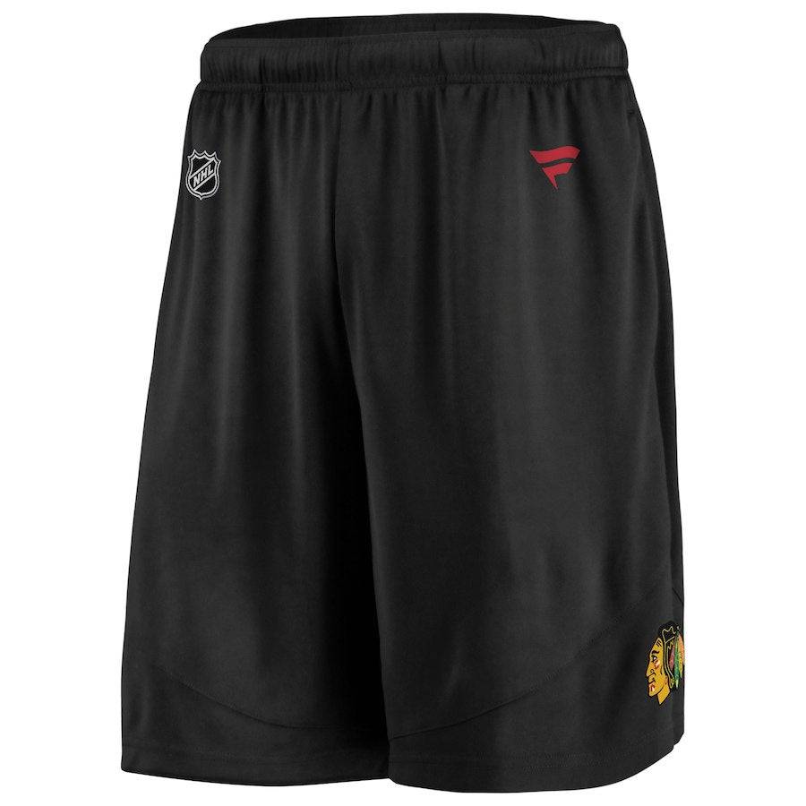 Chicago Blackhawks Fanatics Branded Black Authentic Pro Rinkside Shorts for Men product image 1, provided for visual