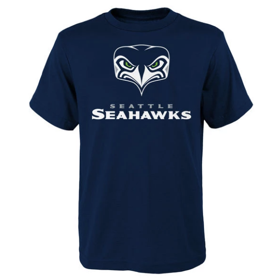 Youth Navy Seattle Seahawks Navy Alternate Team Logo Gear T-Shirt product image 1, provided for visual reference and product