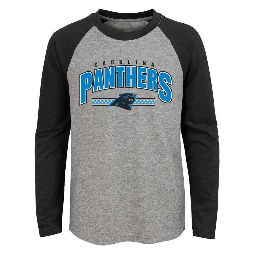 Youth Carolina Panthers NFL Audible Raglan Long Sleeve T-Shirt product image 1, provided for visual reference and product