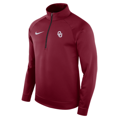 Nike Mens Oklahoma Sooners Long Sleeve Therma 1/2 Zip Top product image 1, provided for visual reference and product detail