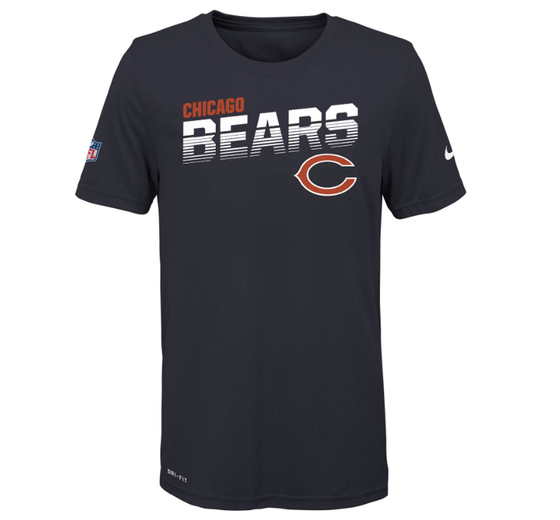 Youth Chicago Bears Nike Dri-Fit Sideline T-Shirt product image 1, provided for visual reference and product detail review