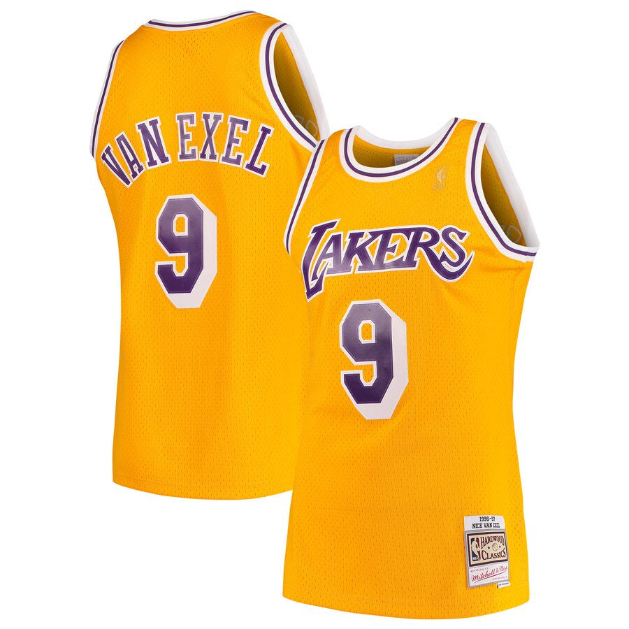 Mitchell & Ness Nick Van Exel Los Angeles Lakers Gold 1996-97 Hardwood Classics Swingman Jersey for Men product image 1,