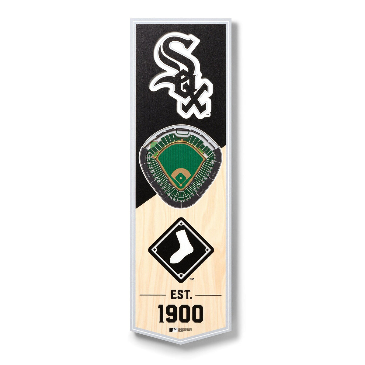 Chicago White Sox 6'' x 19'' 3D StadiumView Banner product image 1, provided for visual reference and product detail review