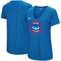 Chicago Cubs Under Armour Heathered Royal Cooperstown Collection Logo Performance Tri-Blend V-Neck T-Shirt for Women product