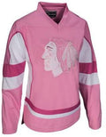 Chicago Blackhawks Child Size Pink Child Size Jersey product image 1, provided for visual reference and product detail review
