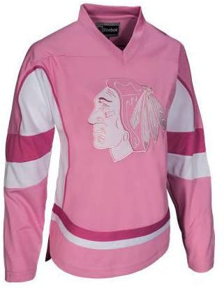 Chicago Blackhawks Child Size Pink Child Size Jersey product image 1, provided for visual reference and product detail review