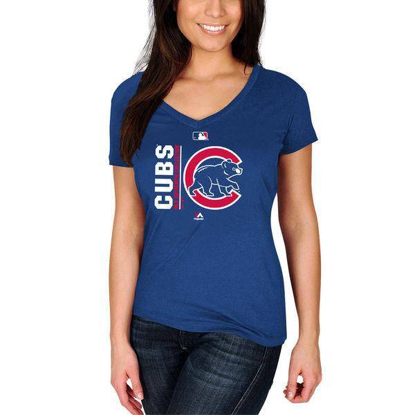 Chicago Cubs Majestic Royal Authentic Collection Team Icon V-Neck T-Shirt for Women product image 1, provided for visual