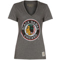 Chicago Blackhawks Retro Logo Deep V-Neck T-Shirt for Women product image 1, provided for visual reference and product