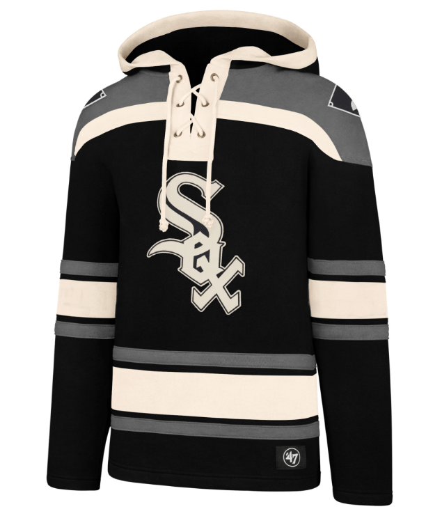 Men’s Chicago White Sox Jet Black Superior Lacer Hoodie By ’47 Brand product image 1, provided for visual reference and