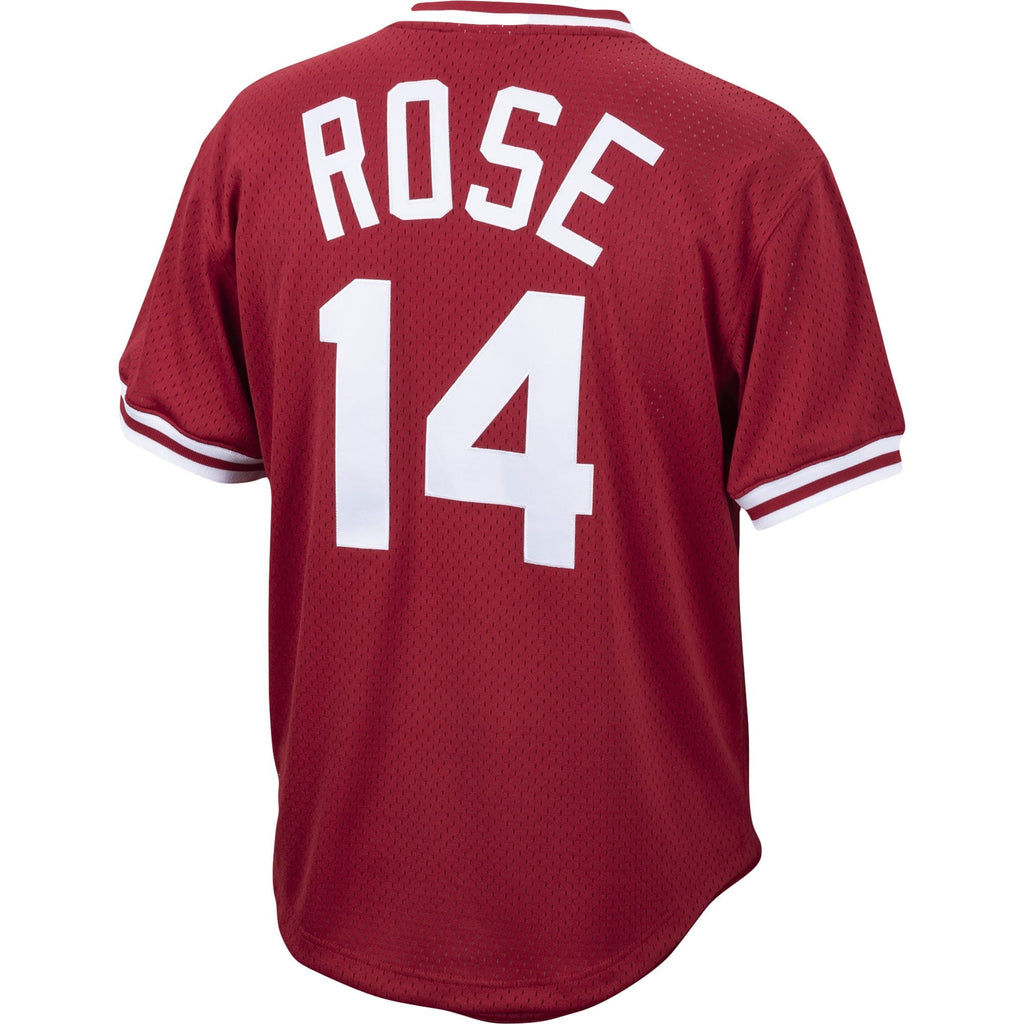 Pete Rose Cincinnati Reds Mitchell & Ness Cooperstown Collection Authentic Mesh Batting Practice Jersey - Red for Men