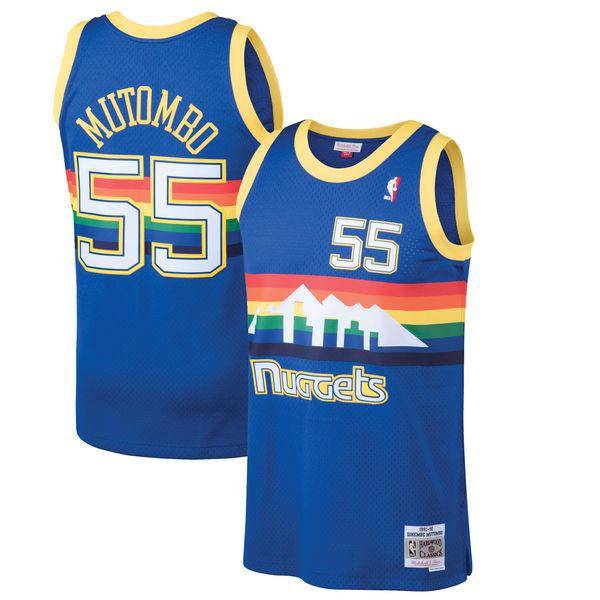 Mens Denver Nuggets Dikembe Mutombo Mitchell & Ness Blue 1991-92 Hardwood Classics Swingman Jersey product image 1, provided