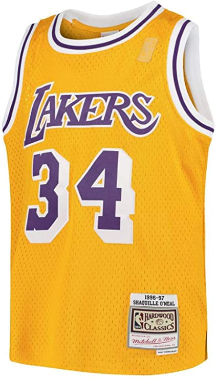 Youth Los Angeles Lakers Shaquille O`Neal Mitchell & Ness Gold 1996-97 Hardwood Classics Swingman Jersey product image 2,
