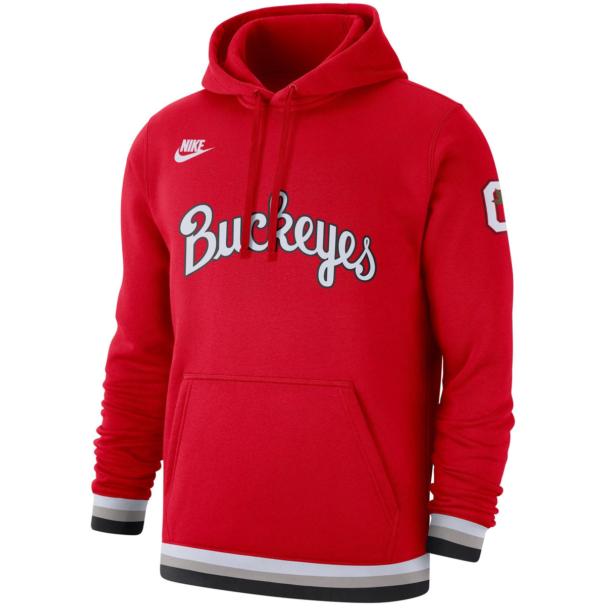 Ohio State Buckeyes Red Retro Fleece Hoodie for Men product image 2, provided for visual reference and product detail review