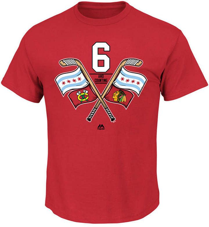 Chicago Blackhawks Majestic Red 6 Time Champions Raise The Flag T-Shirt for Men product image 1, provided for visual