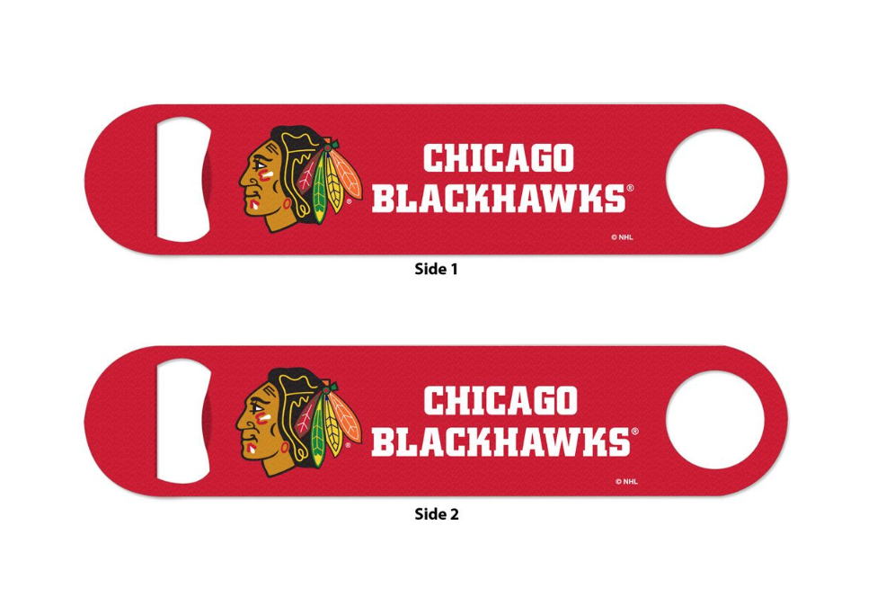 Chicago Blackhawks 7" Stainless Steel Bottle Opener product image 1, provided for visual reference and product detail review