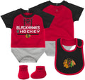 Chicago Blackhawks Infant 3-Piece Bib and Bootie Set product image 1, provided for visual reference and product detail review