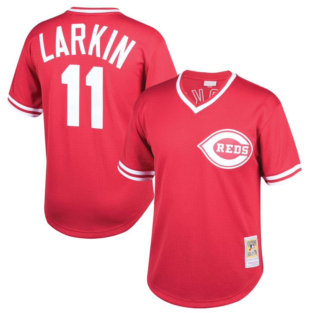 Barry Larkin Cincinnati Reds Mitchell & Ness Cooperstown Collection Authentic Mesh Batting Practice Jersey - Red for Men