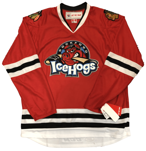 Mens Rockford IceHogs Premier Home Jersey product image 1, provided for visual reference and product detail review