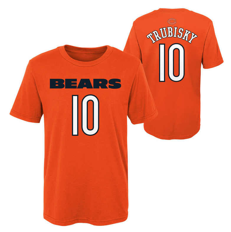 Youth Chicago Bears Mitchell Trubisky Orange Mainliner Name & Number T-Shirt product image 1, provided for visual reference