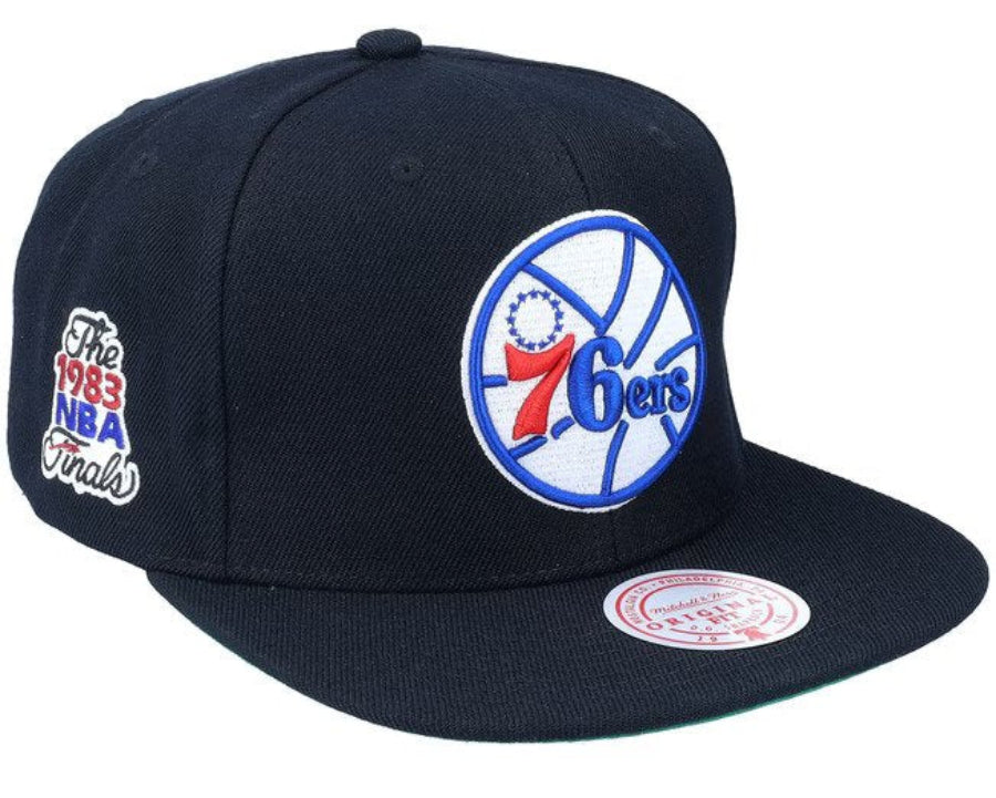 Philadelphia 76ers Mitchell & Ness Top Spot NBA 1983 Finals Snapback Hat product image 1, provided for visual reference and
