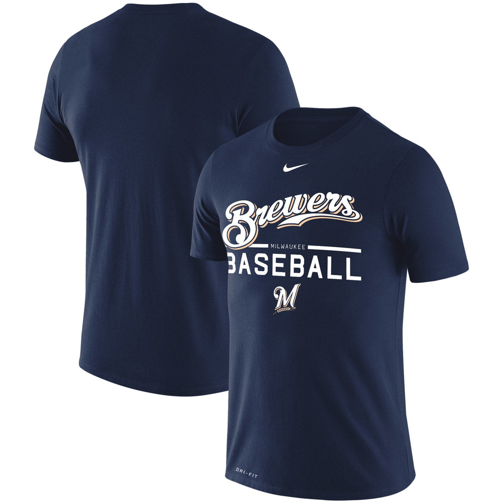 Milwaukee Brewers Nike Navy Wordmark Practice Performance T-Shirt for Men product image 1, provided for visual reference and