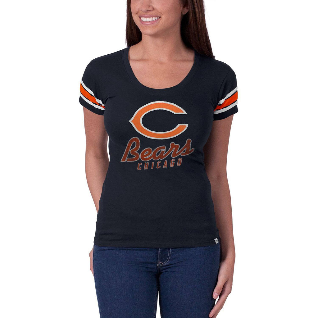 Womens Chicago Bears Off Campus Scoop Neck T-Shirt - Navy product image 1, provided for visual reference and product detail