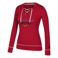 Womens Adidas Chicago Blackhawks NHL Skate Through Lace Long Sleeve Top product image 1, provided for visual reference and