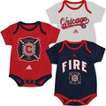 adidas Chicago Fire Infant Creeper 3 Pack Bodysuit product image 1, provided for visual reference and product detail review