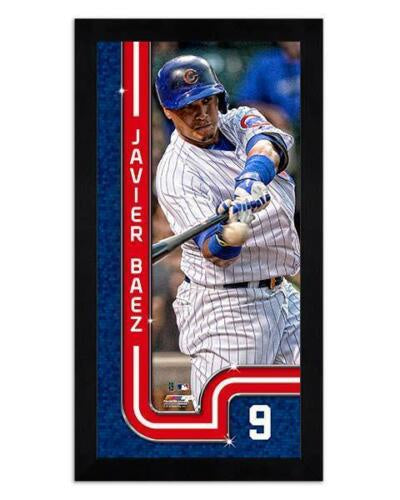 Chicago Cubs Javier Baez Pinstripe Miniframe- 13”x 6.75 product image 1, provided for visual reference and product detail