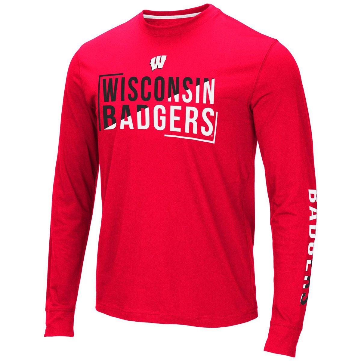 Mens Wisconsin Badgers Lutz Long Sleeve T-Shirt product image 1, provided for visual reference and product detail review