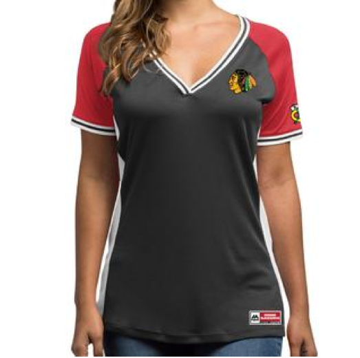 Chicago Blackhawks Majestic NHL "League Diva" V-neck Fashion Shirt for Women product image 2, provided for visual reference